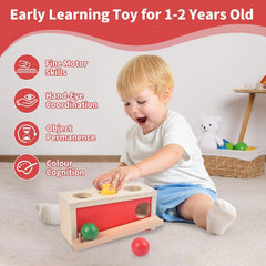 Smartwo wooden box with open/close tray during play session.