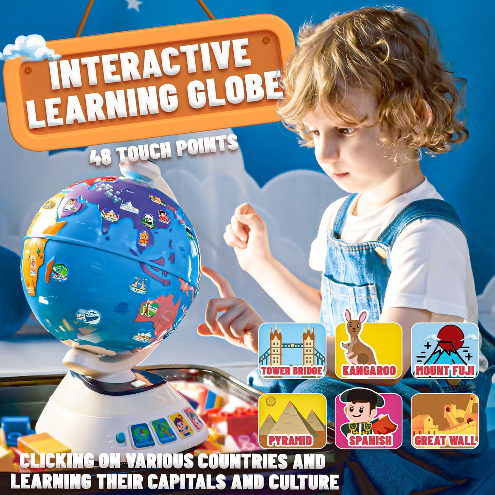 SMILESSKIDDO Globe shows flags and continents for engaging learning.