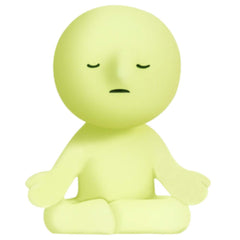 Smiski Spinal twist glow figure showcases a playful backbend in dim room.