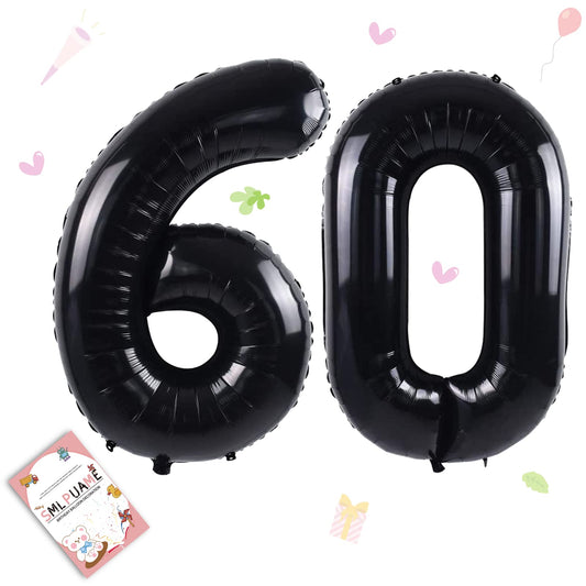 Smlpuame 40-inch black number balloon set (0-9) for bold birthday dΓ©cor.