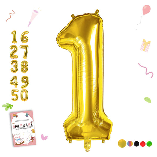 Smlpuame 40-inch gold number balloon front view for a luxury centerpiece