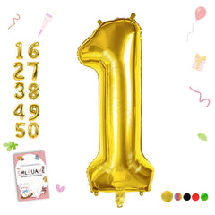 Smlpuame 40-inch gold number balloon front view for a luxury centerpiece