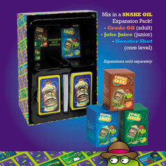 SNAKE OIL party scene shows lively group game night.