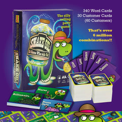 SNAKE OIL word cards spread, inspiring quick, humorous product ideas.