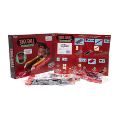 Snap and Switch skee-ball 92-piece set emphasizes fast setup and family fun.