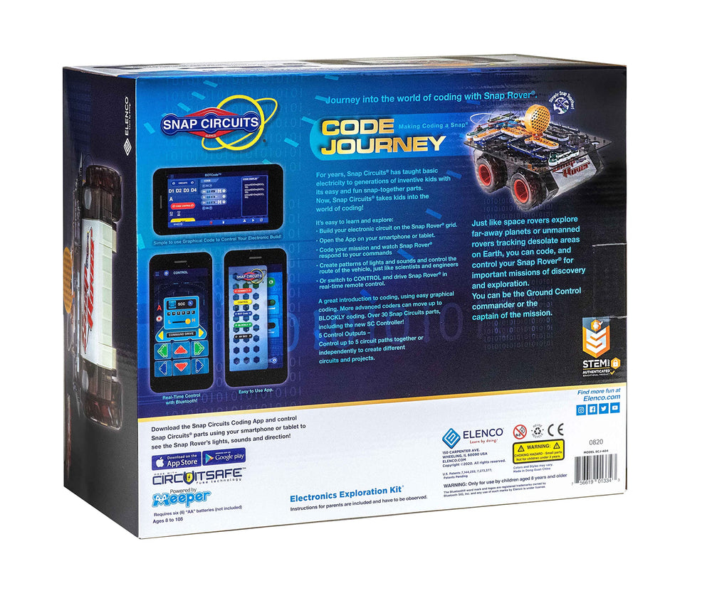 Snap Circuits Code Journey parts kit with safe, color-coded components.