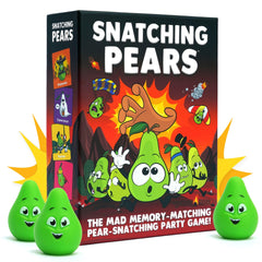 Snatching Pears box opened for quick family game-night setup.