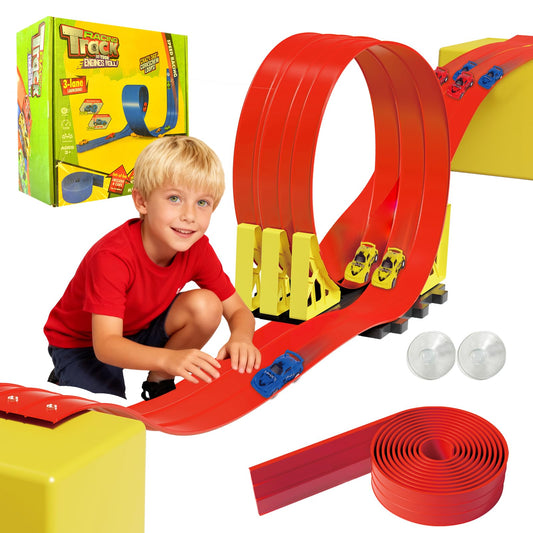 Snidov 16.5ft track with suction cups for secure play on smooth surfaces.