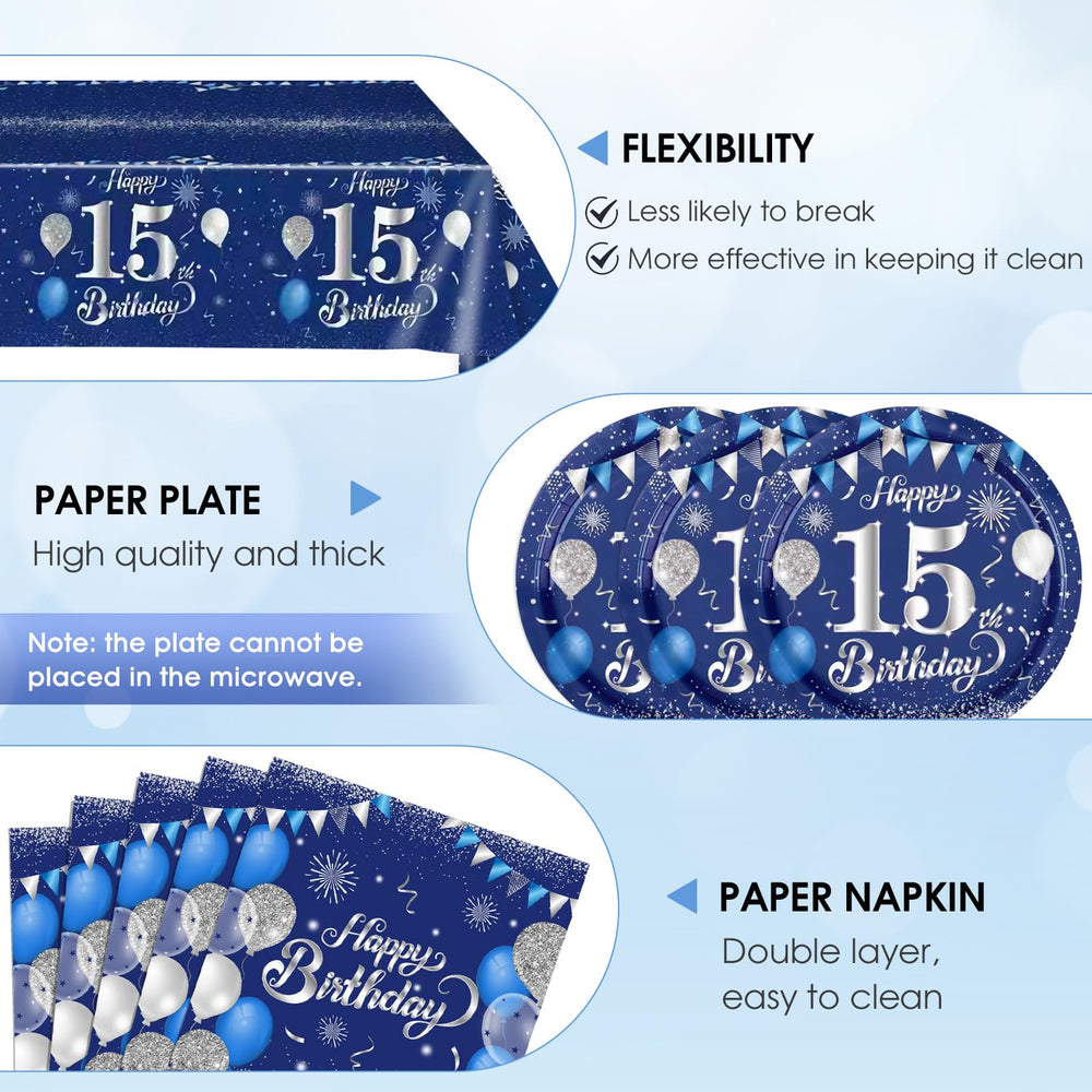 SNIMICS blue-silver tablecloth 54x108in for spill protection and stylish display.