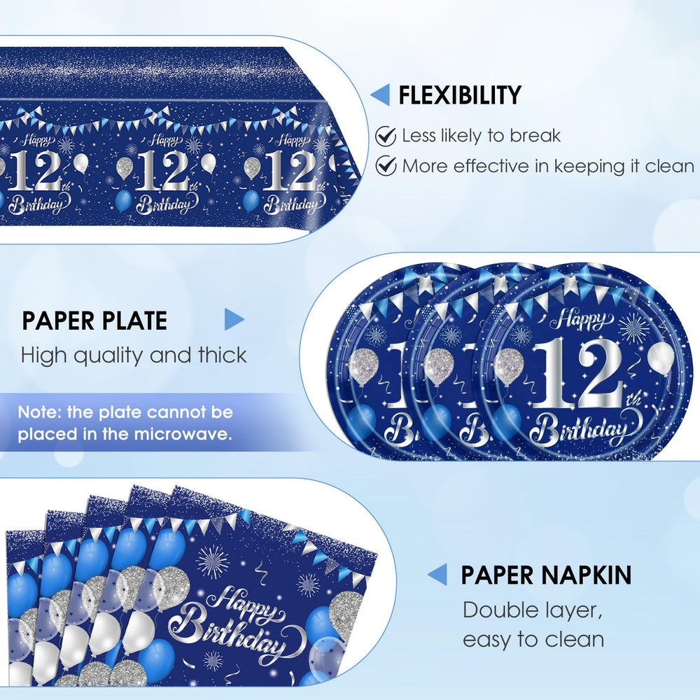SNIMICS blue-silver tablecloth 54x108in protects surfaces and ties theme