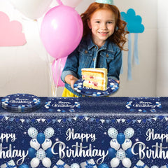 Snimics navy blue stars confetti sparkles on tables