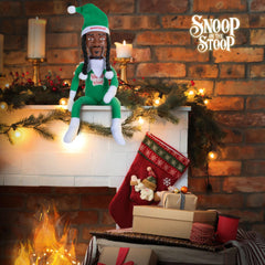 Snoop Dogg Snoop on the Stoop elf with tilted Santa hat as centerpiece.