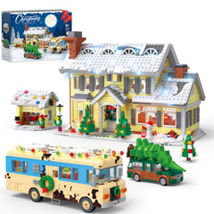 Snow Village Building Set house view with festive details for interactive family play