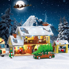 Snow Village Building Set RV angle with lights for cozy holiday display