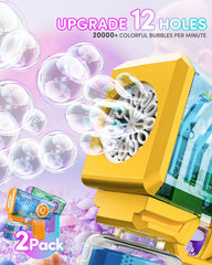 Snowalva Bubble Gun includes two refill bottles for ready play