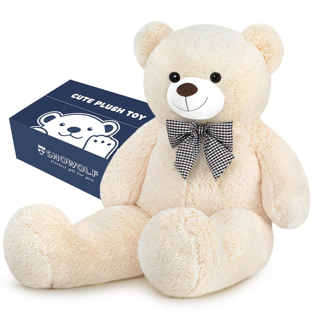 SNOWOLF giant white teddy bear, 47 inches tall, ideal gift and cuddle companion.