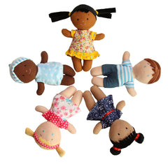 Snuggle Stuffs plush dolls with embroidered smiles for warm, kid-friendly companionship.