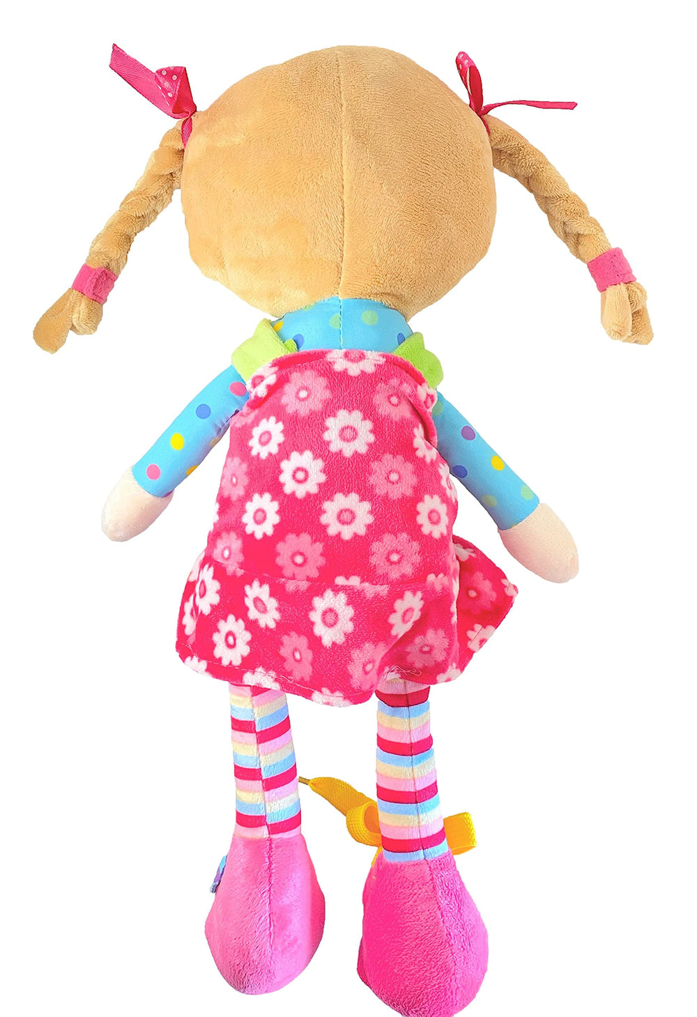 Sugar Snap doll in rainbow colors engaging toddler dressing play