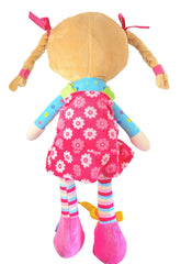 Sugar Snap doll in rainbow colors engaging toddler dressing play