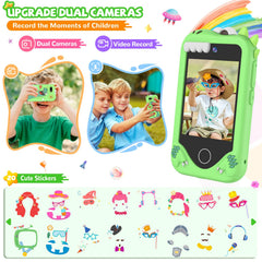 Green SNWIDA phone includes MP3 and video player for entertainment.