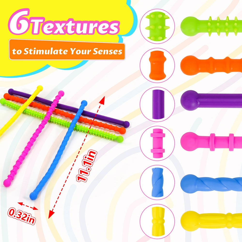 Soarly bendable silicone sticks show flexible design for fine motor practice.
