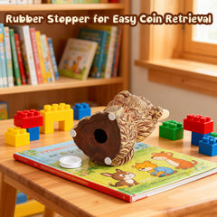 SOBEIT Highland Cow Piggy Bank coin slot demonstrates simple savings with satisfying deposits.