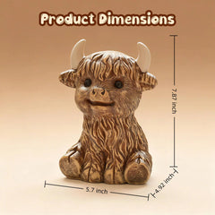 SOBEIT Highland Cow Piggy Bank matte finish adds timeless rustic texture.