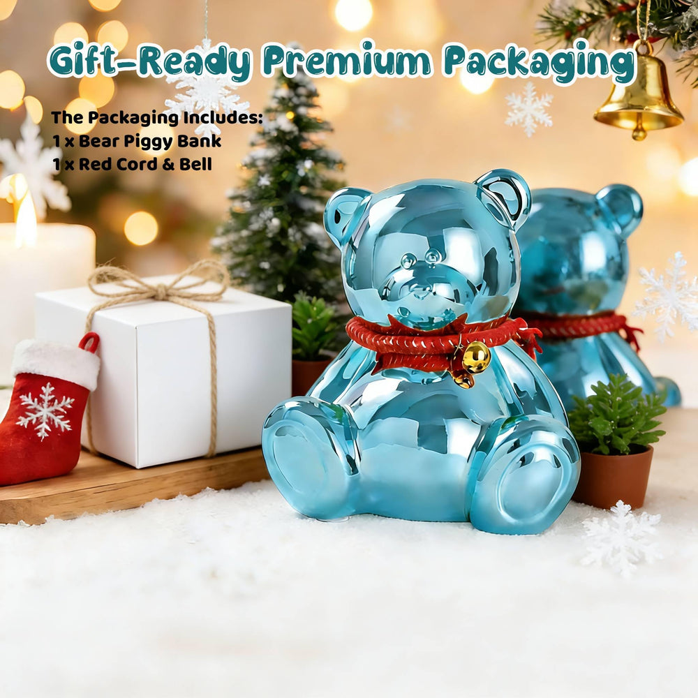 SOBEIT pink bear piggy bank, detailed craftsmanship encourages kids' saving