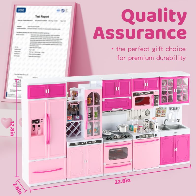 SOCBTNSO gift-ready pink kitchen set is a delightful present for girls 3-8.