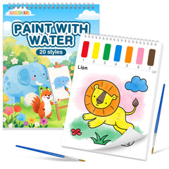 SOCOLER Paint with Water animal pages cover shows the mess-free art starter for kids