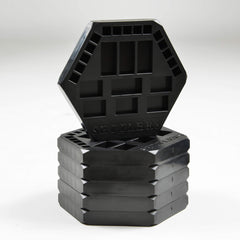 Solid Factory Settlers holder side view showing compact profile for tidy storage.