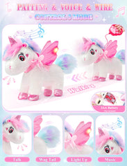 SOLIEHOO unicorn toy singing and talking for engaging pretend conversations.