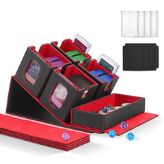 Solisifime trading card box front view highlights durable PU leather exterior.