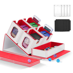 Solisifime trading card storage box front view emphasizes premium PU leather protection for your collection.
