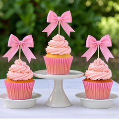 Solldgt pink bow toppers decorate cookies and cakes beautifully.
