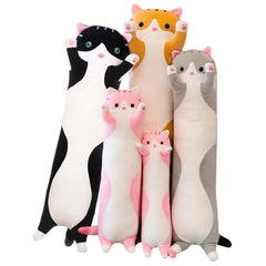 Somao long cat pillow in gray, full length for lounging and sleep comfort.