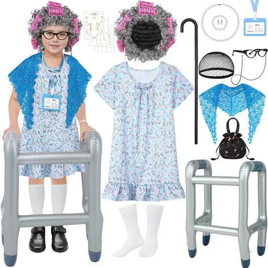 SOMSOC old lady costume dress showcases soft fabric for comfortable wear.