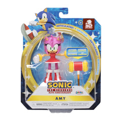 Close-up of Amy Rose hammer details on a Sonic figure.