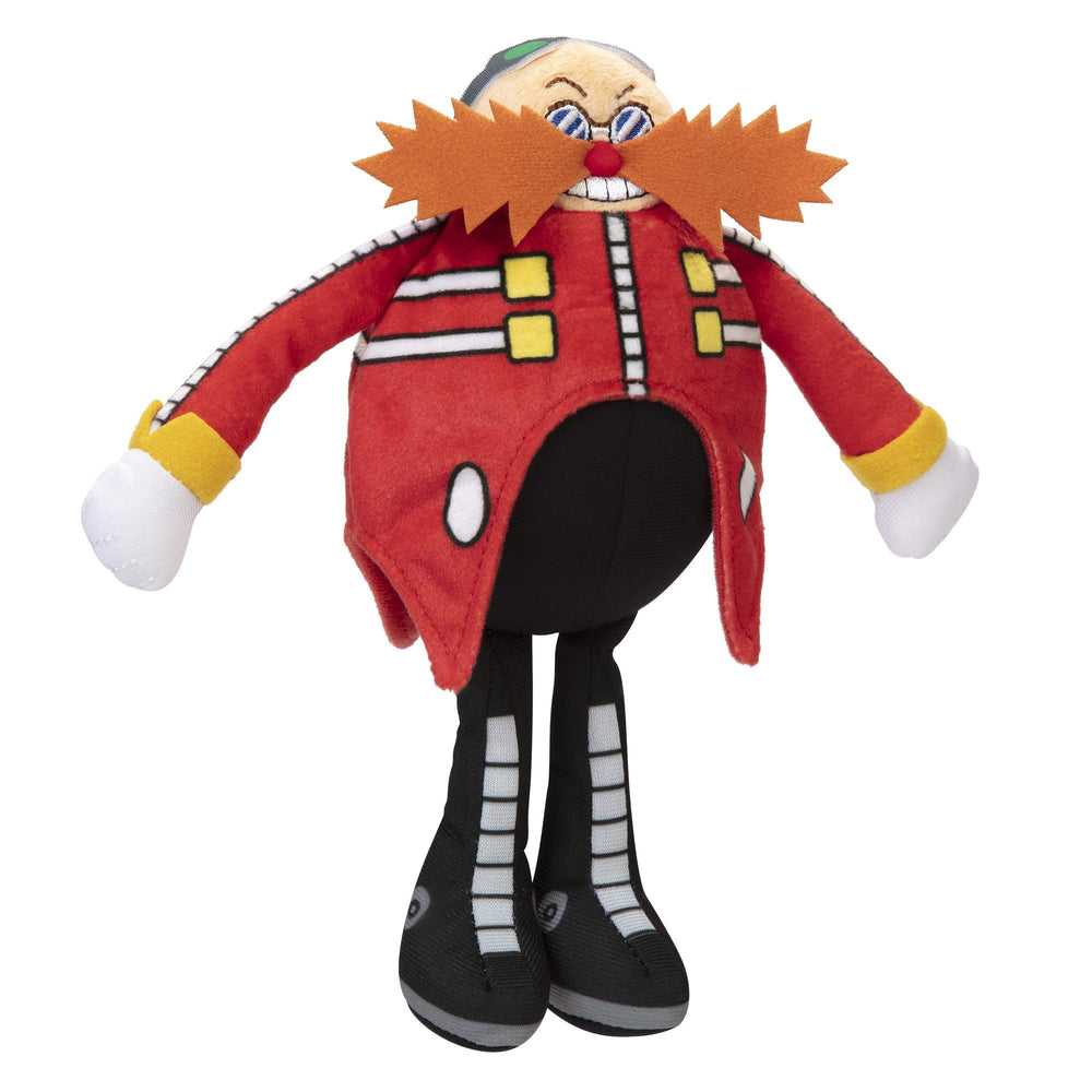 Sonic The Hedgehog Dr. Eggman plush close-up reveals fabric texture and attention to detail.