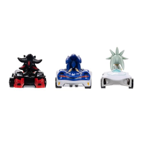 Die-cast detail and rolling wheels highlight Sonic vehicles