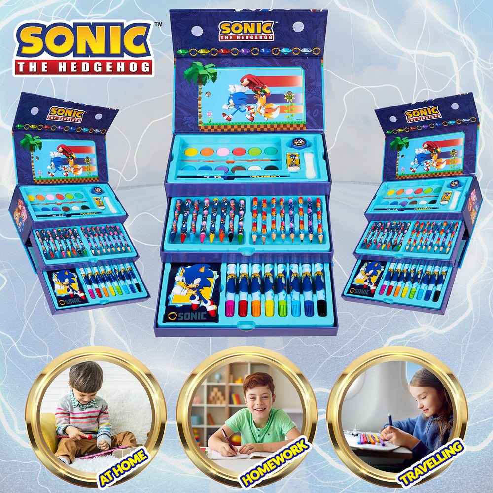 Sonic The Hedgehog eraser helps tidy lines during drawing.