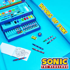 Sonic The Hedgehog palette and paintbrush enable easy color mixing.