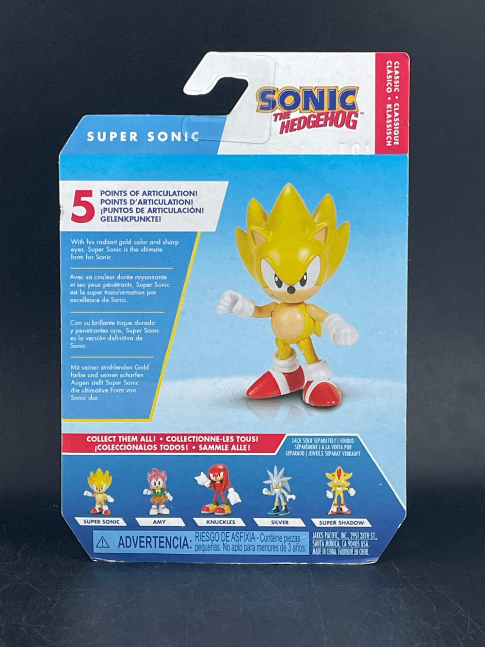 Sonic the Hedgehog Classic Super Sonic 2.5-inch mini figure close-up head detail for collectors.