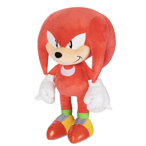 Sonic The Hedgehog Knuckles 18-inch plush front view with soft, plush texture