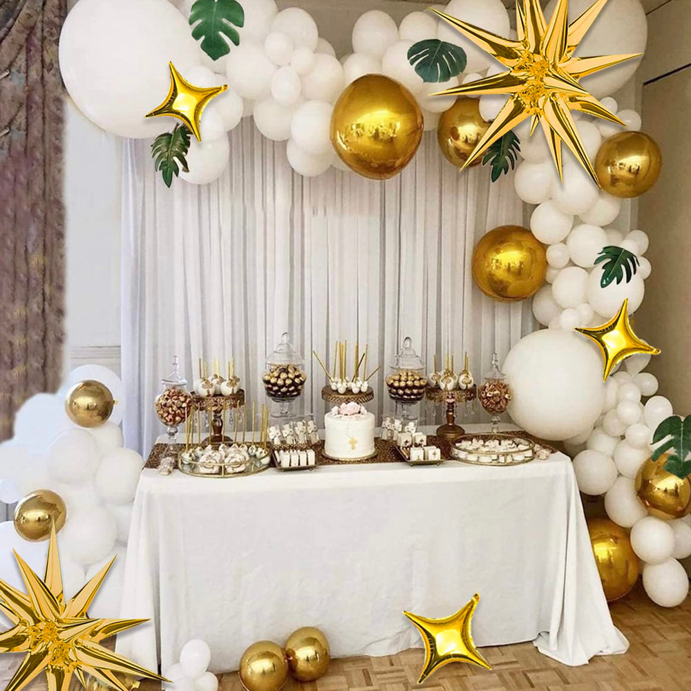 SONICEBUY gold four-point star balloon adds elegant party accents