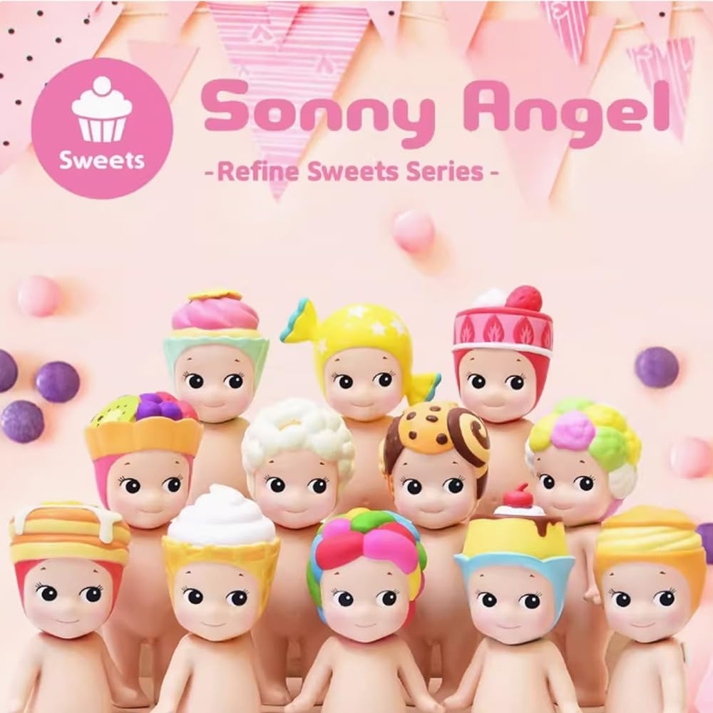 Sonny Angel Sweets packaging dimensions shown for a compact decor-ready box.