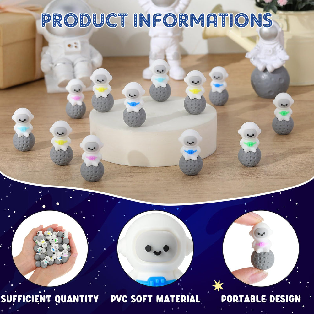 Sonwyoung mini astronaut light blue seated figurine for DIY crafts and cake toppers.