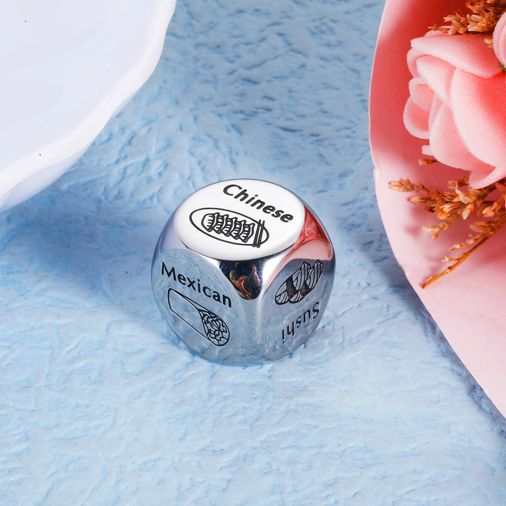 Sophauteem engraved steel dice ready for gifting