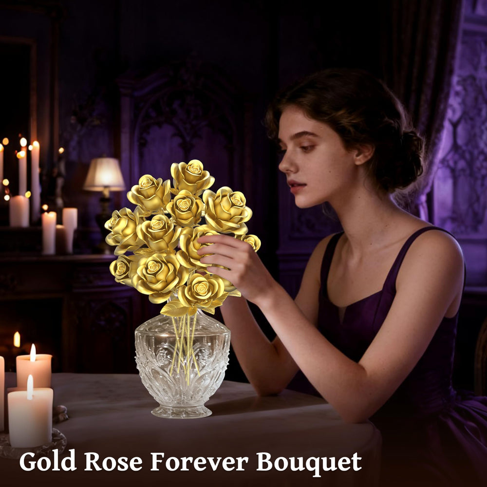Sopu gold rose bouquet with adjustable stems for customizable centerpiece