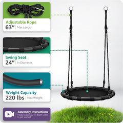 Sorbus Saucer Tree Swing installation rope keeps the swing sturdy and adjustable
